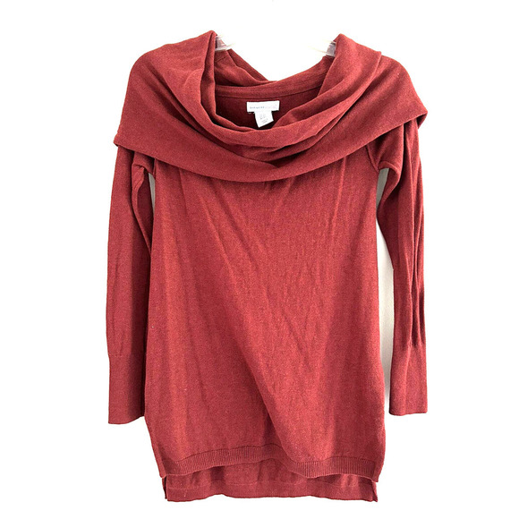 Shrinking Violet | Women's Red Long Sleeve Cowl Neck Tunic Sweater Size XS - Picture 1 of 5